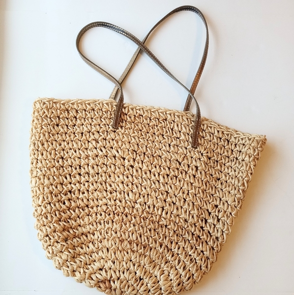 J. Crew Bags Jcrew Straw Woven Double Strap Shoulder Beach Bag